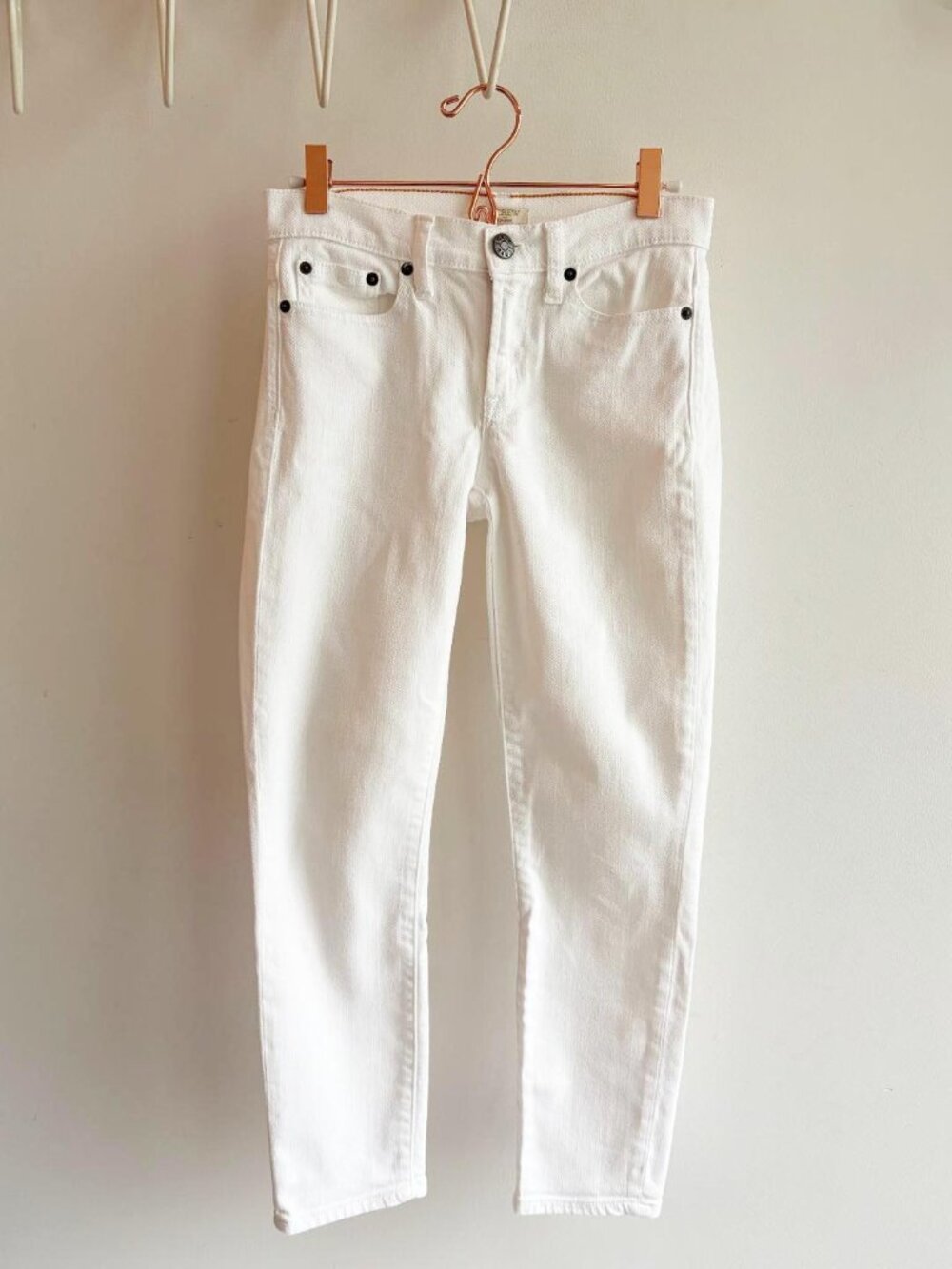 J. Crew White Mid-rise Toothpick Skinny Stretch Jeans